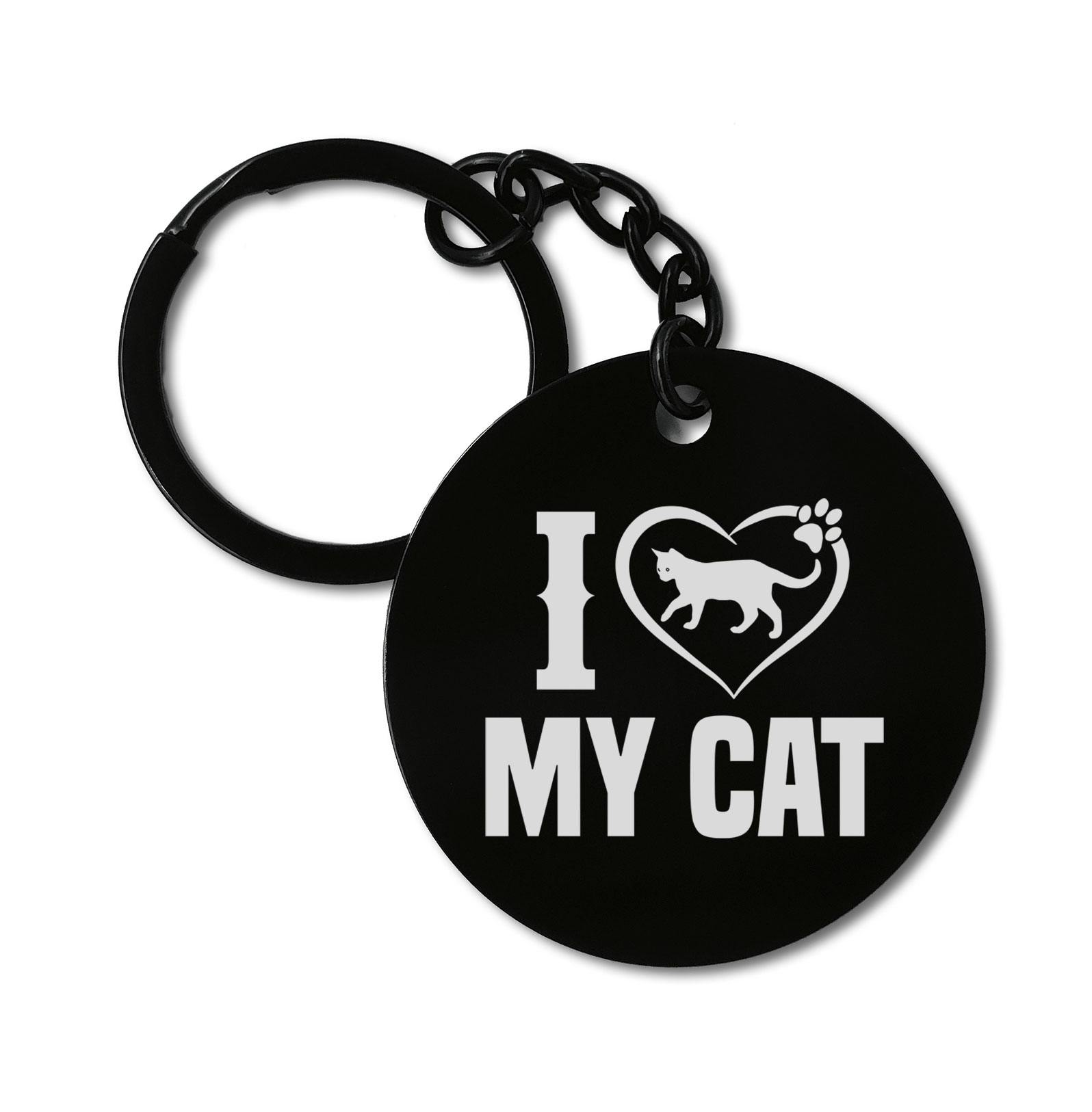 0281 I Love My Cat Graviruotas metalinis pakabukas su pasirenkamu užkabinimu