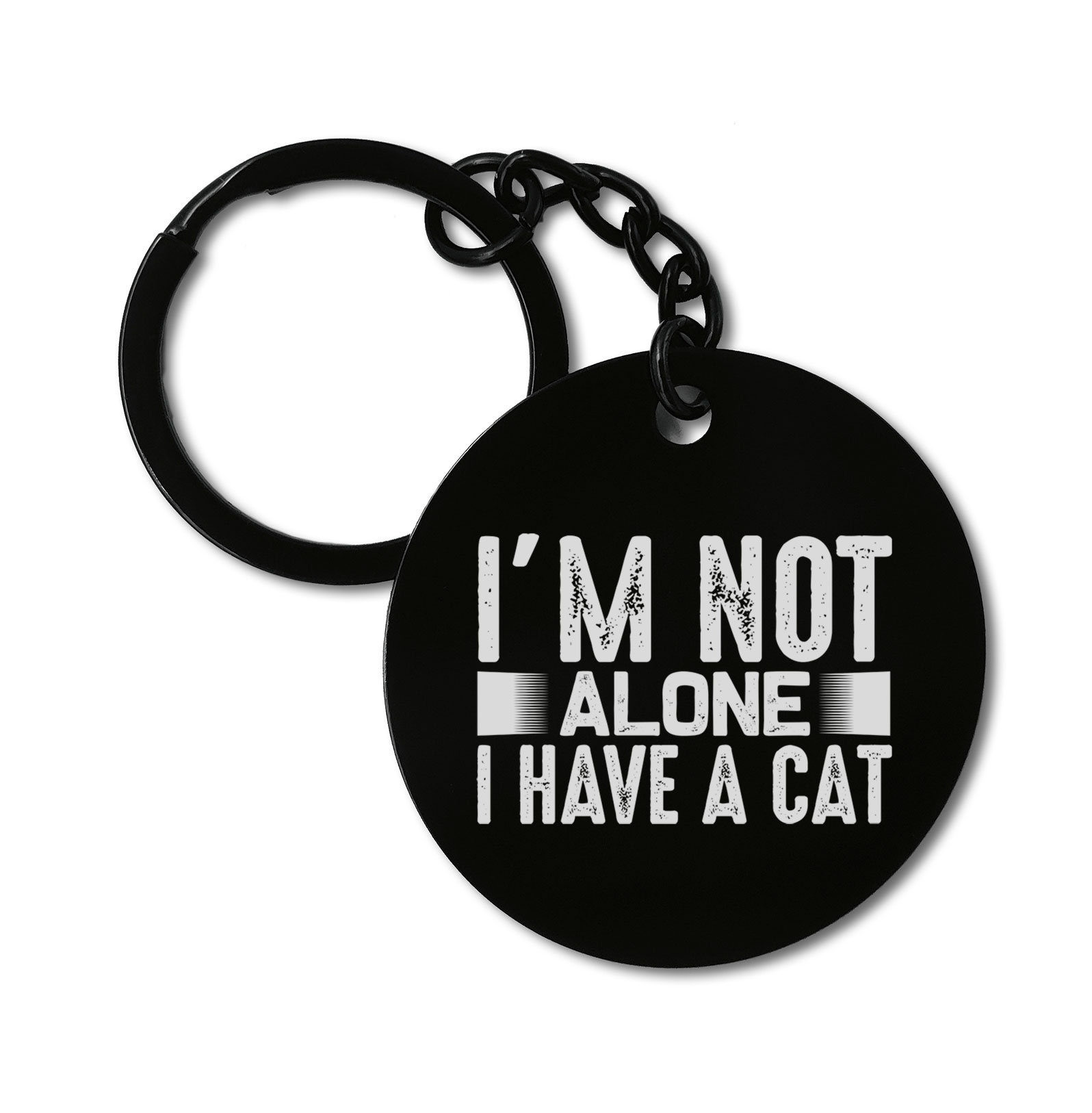 I'm Not Alone I Have A Cat Graviruotas metalinis pakabukas su pasirenkamu užkabinimu