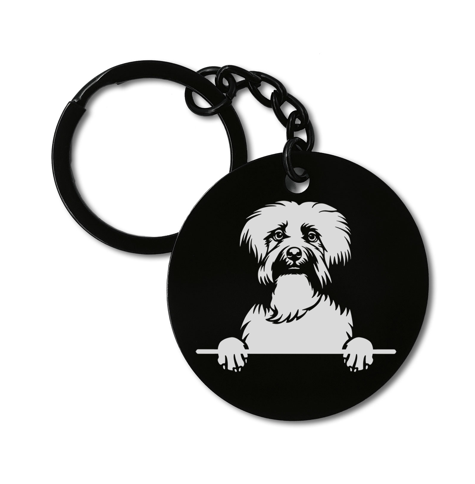 Havanese Cute Dog Graviruotas metalinis pakabukas su pasirenkamu užkabinimu