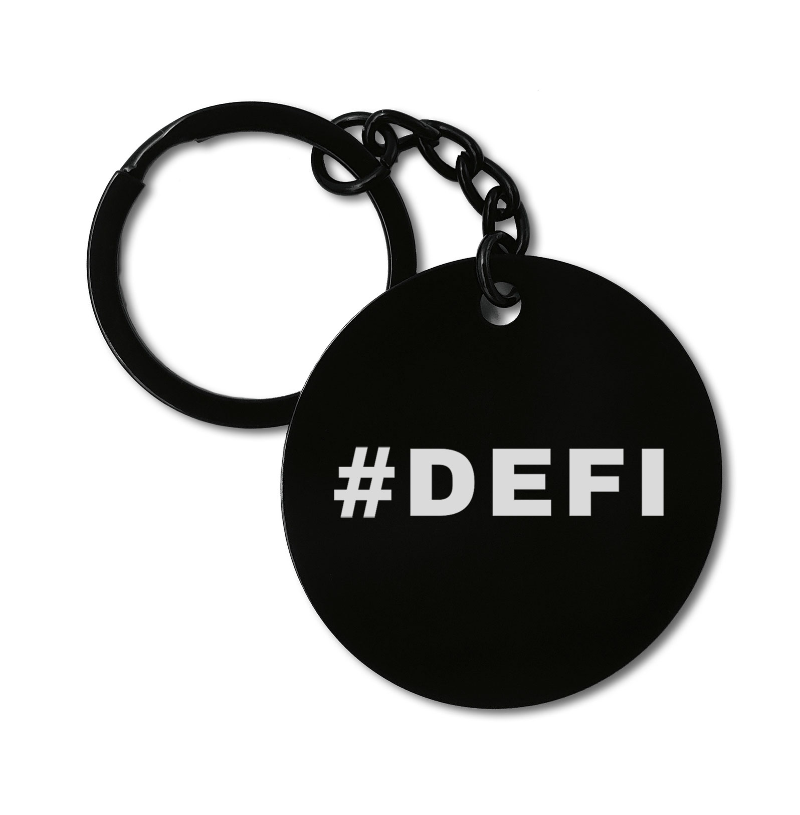 Hashtag DEFI Decentralized Finance Graviruotas metalinis pakabukas su pasirenkamu užkabinimu