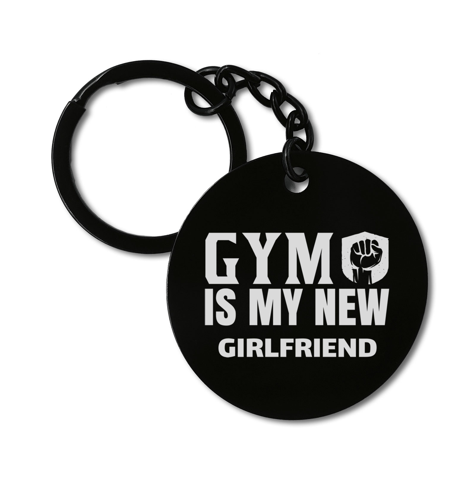 Gym is my New Girlfriend Funny Motivation Workout Fitness Graviruotas metalinis pakabukas su pasirenkamu užkabinimu