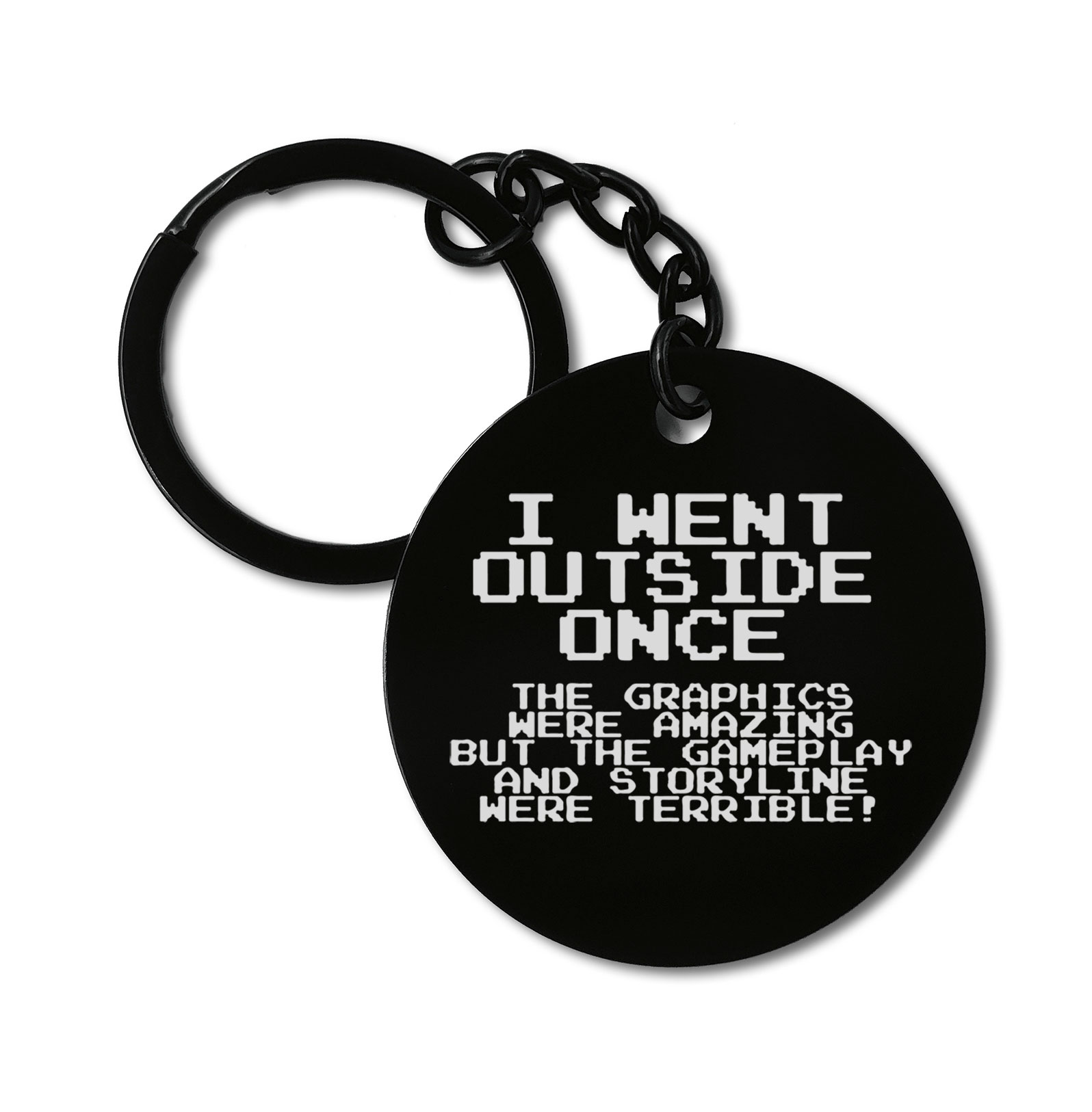 Gamer I Went Outside Once Funny Life Style Graviruotas metalinis pakabukas su pasirenkamu užkabinimu