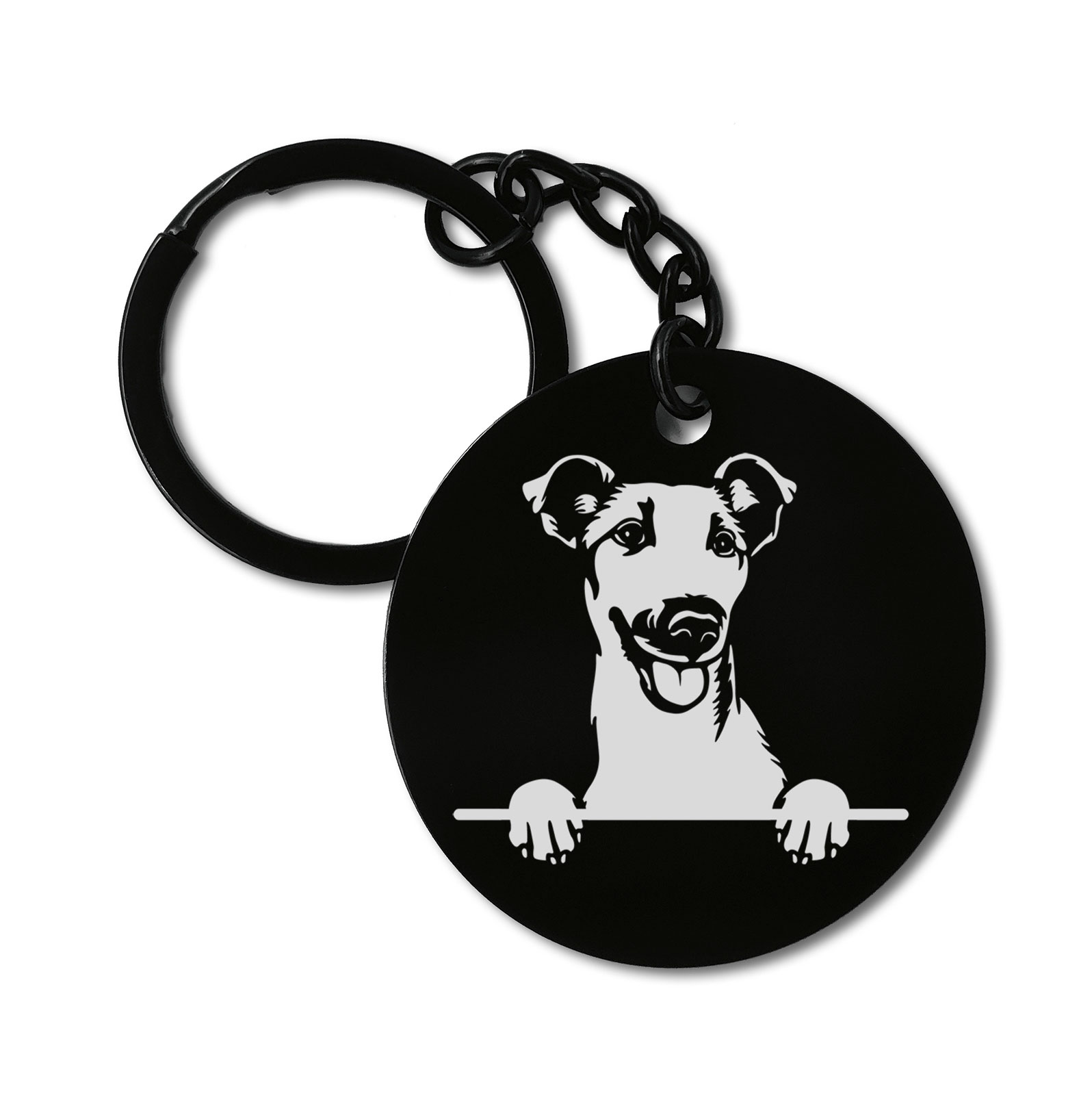 Fox Terriers Smooth Cute Dog Graviruotas metalinis pakabukas su pasirenkamu užkabinimu