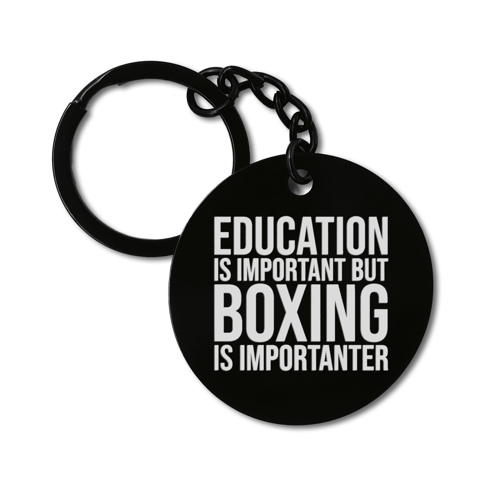 0364 Education is Important Boxing Importanter Graviruotas metalinis pakabukas su pasirenkamu užkabinimu