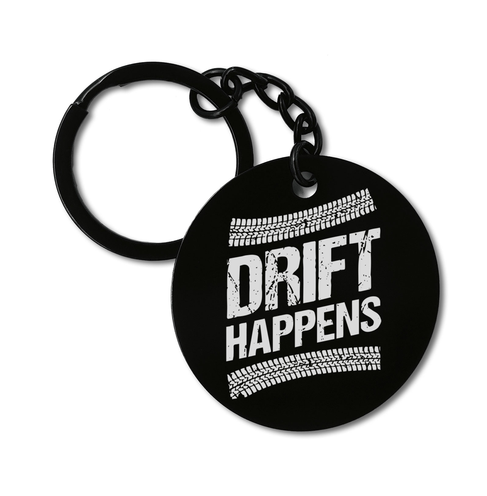 0377 Drift Happens Car Auto Sport Graviruotas metalinis pakabukas su pasirenkamu užkabinimu