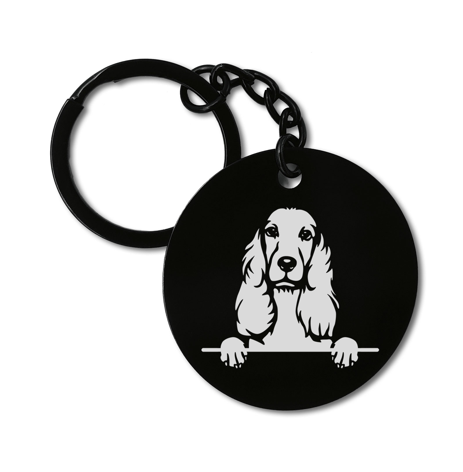 Cocker Spaniel Cute Dog Graviruotas metalinis pakabukas su pasirenkamu užkabinimu