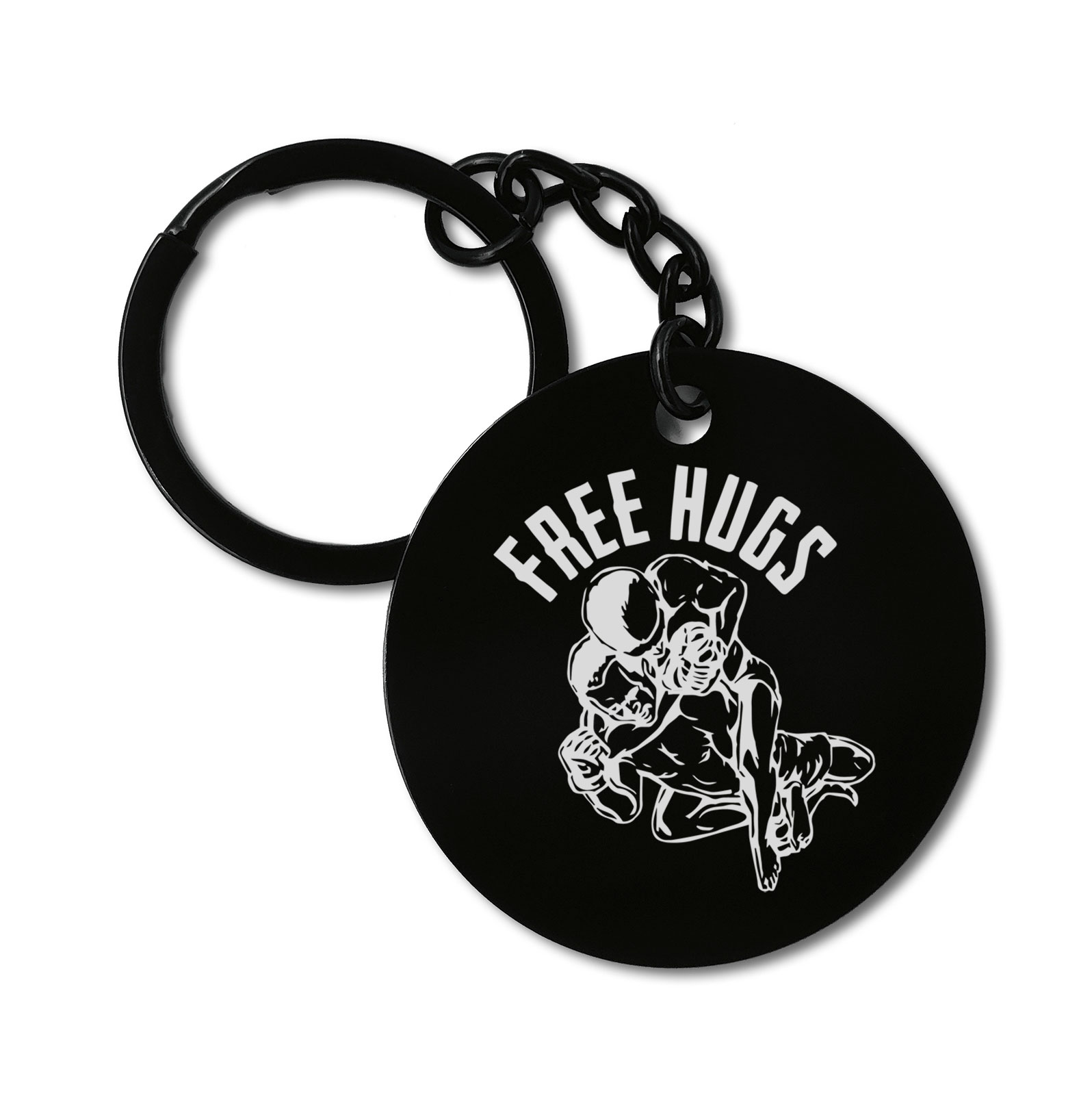 Brazilian Jiu Jitsu Free Hugs Martial Art BJJ Graviruotas metalinis pakabukas su pasirenkamu užkabinimu