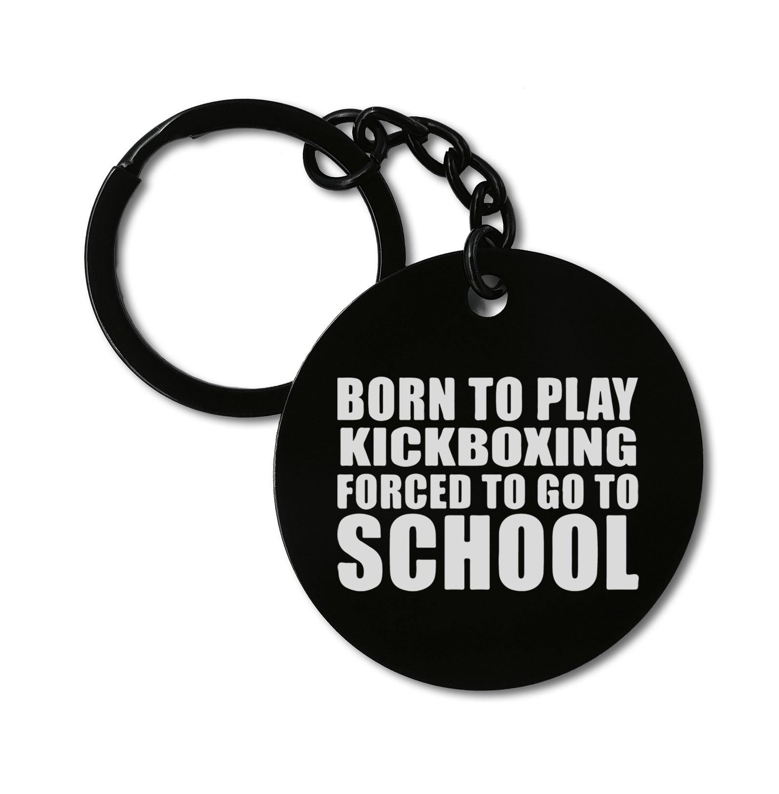 Born For Kickboxing Forced For School Martial Art Graviruotas metalinis pakabukas su pasirenkamu užkabinimu