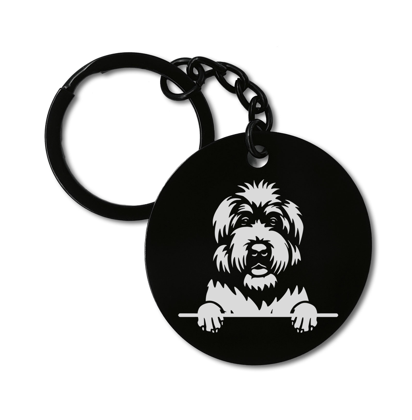 Black Russian Terriers Cute Dog Graviruotas metalinis pakabukas su pasirenkamu užkabinimu