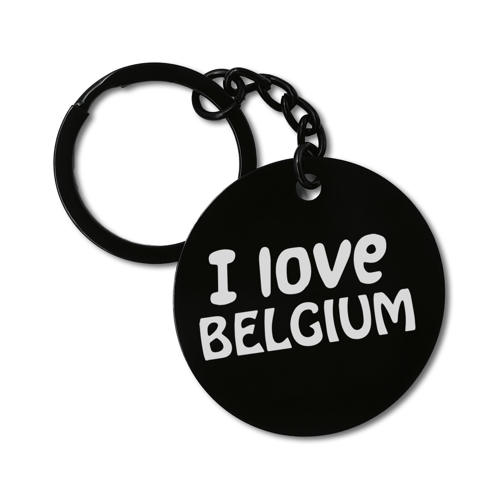 I Love Belgium Travel Graviruotas metalinis pakabukas su pasirenkamu užkabinimu