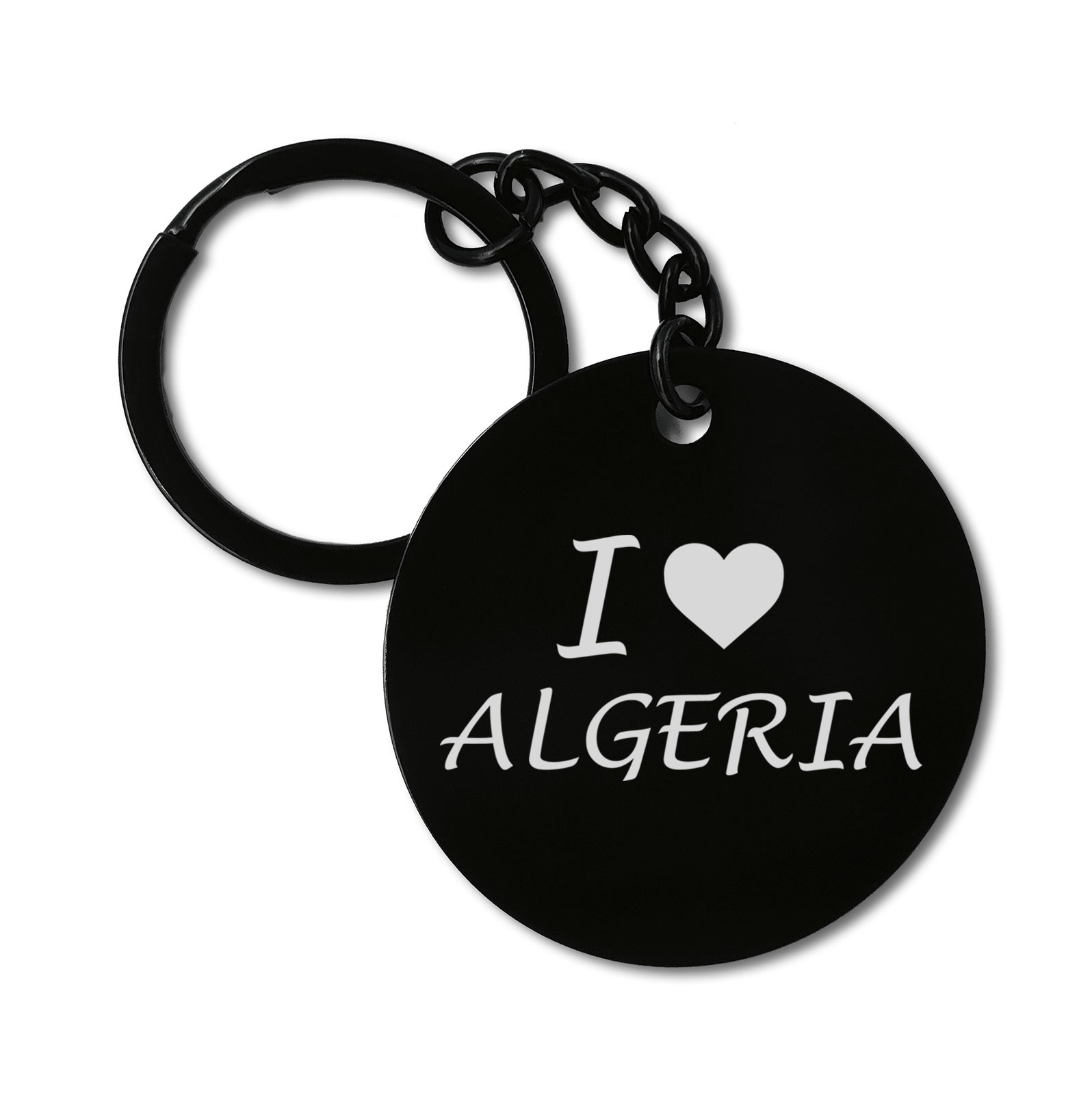 I Love Algeria Graviruotas metalinis pakabukas su pasirenkamu užkabinimu