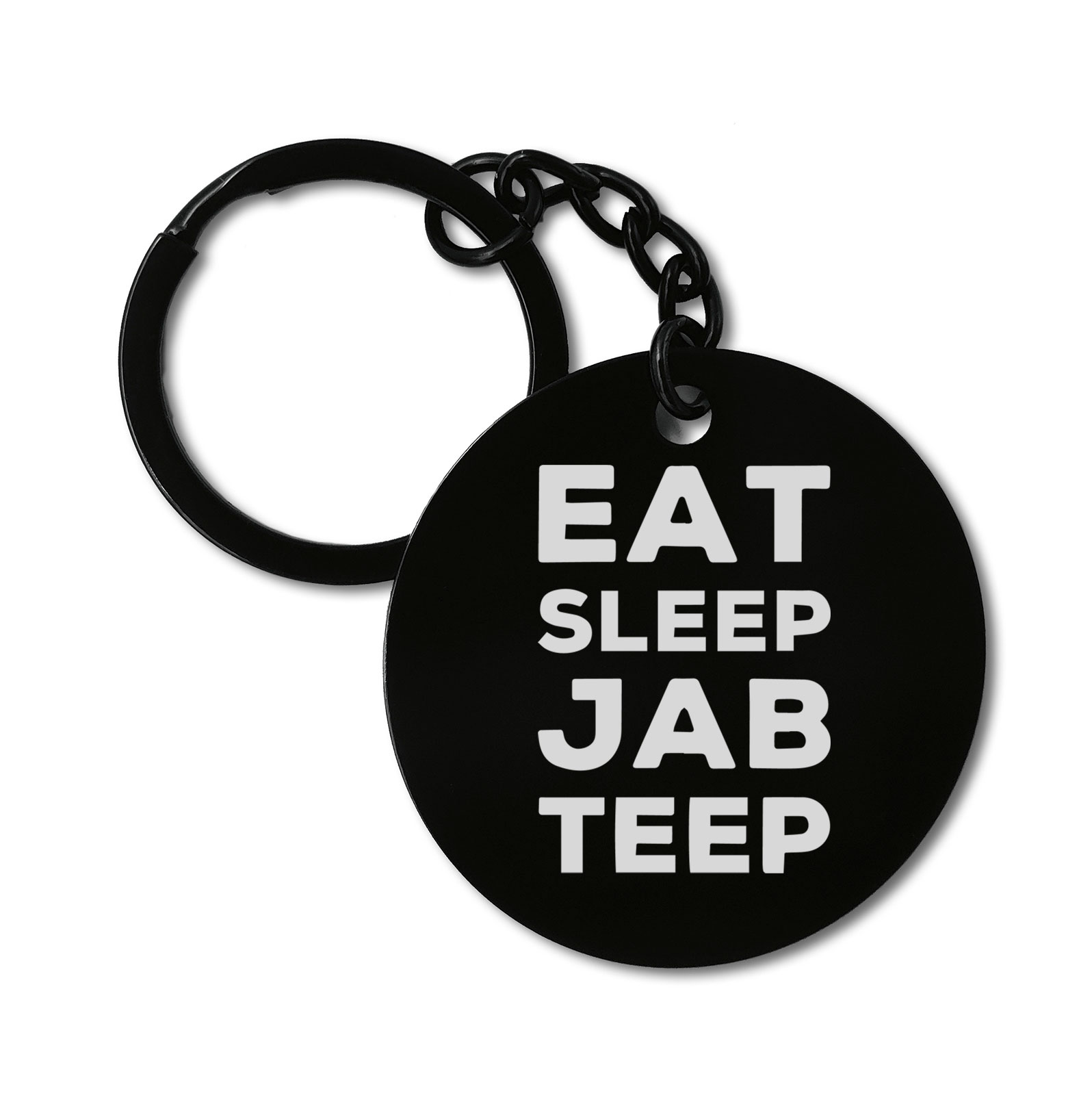 Eat Sleep Jab Teep Martial Graviruotas metalinis pakabukas su pasirenkamu užkabinimu