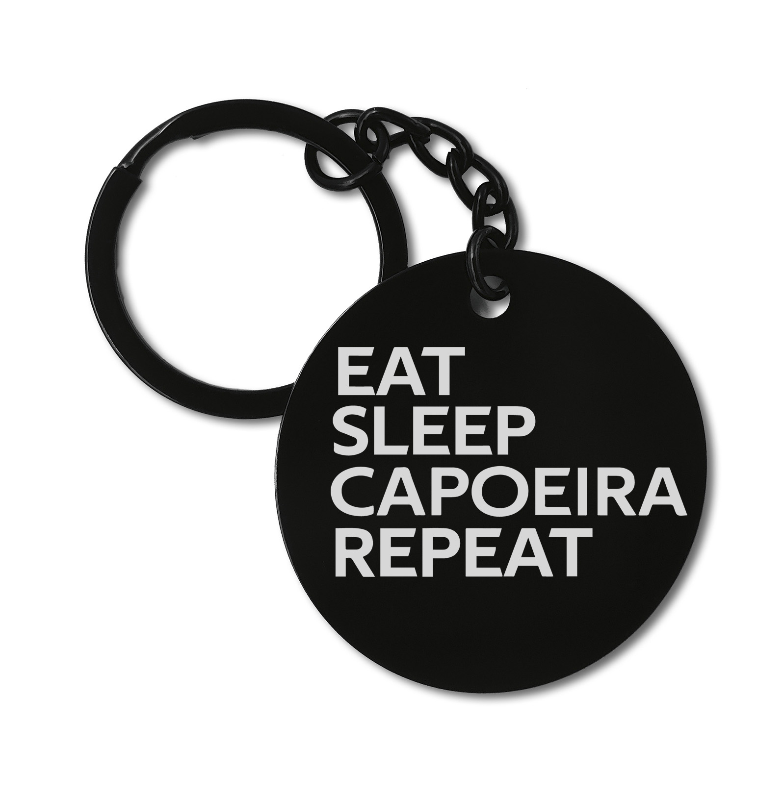 1472 Eat Sleep Capoeira Repeat Dance Fight Graviruotas metalinis pakabukas su pasirenkamu užkabinimu