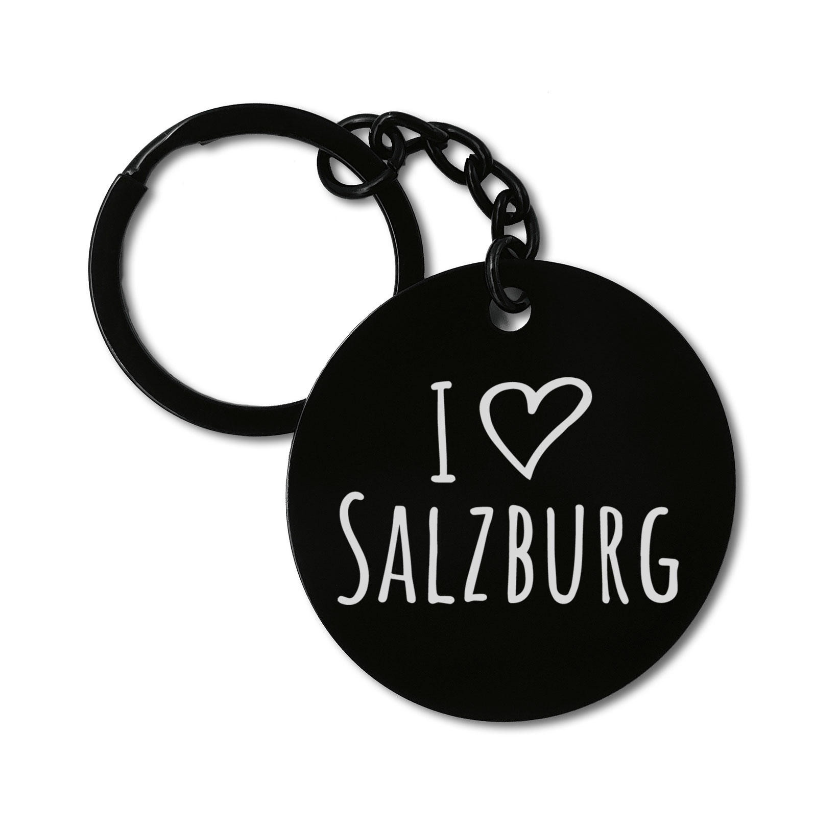 I Love Salzburg City Travel Austria Graviruotas metalinis pakabukas su pasirenkamu užkabinimu