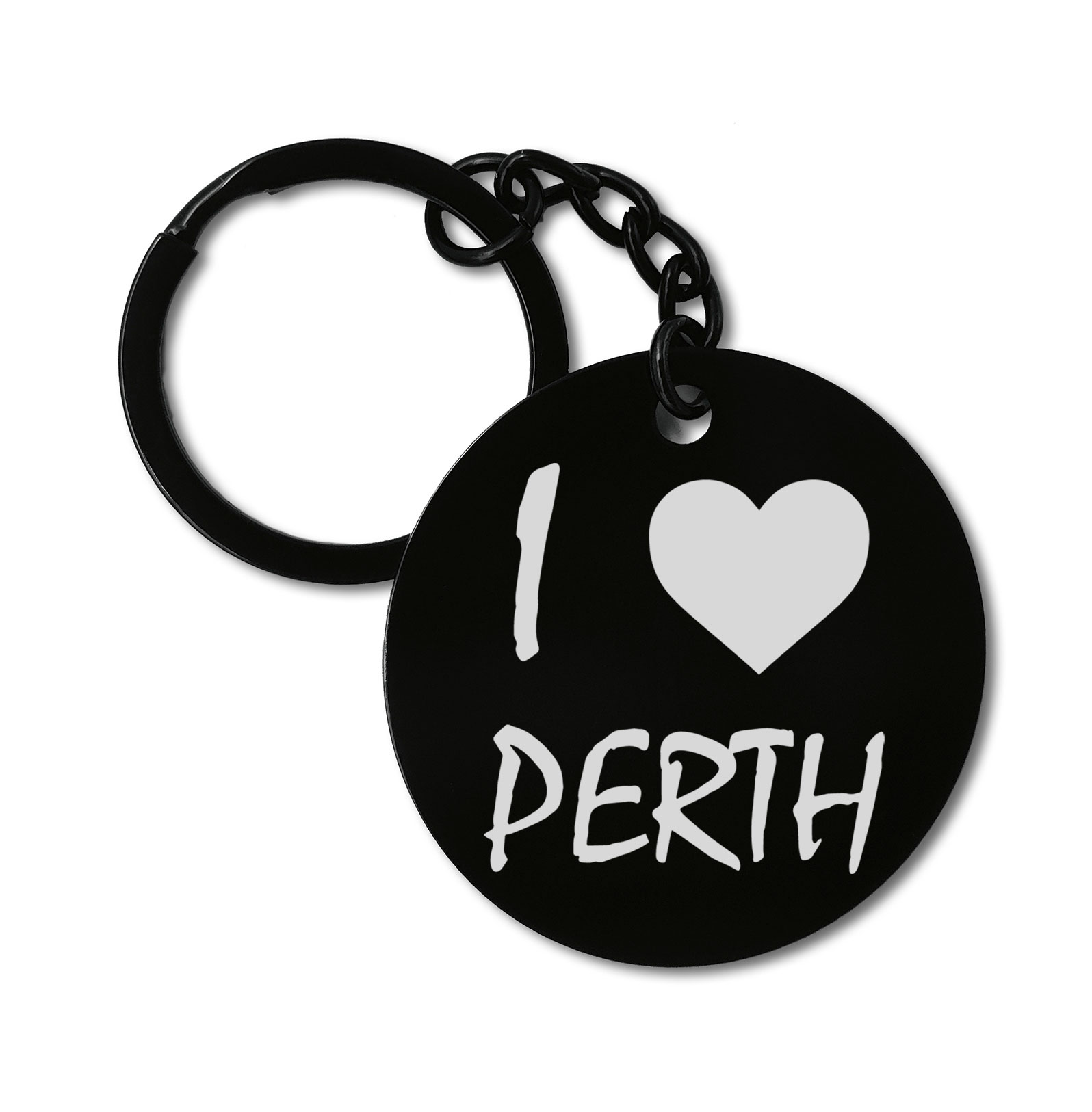 I Love Perth Travel City Australia Graviruotas metalinis pakabukas su pasirenkamu užkabinimu