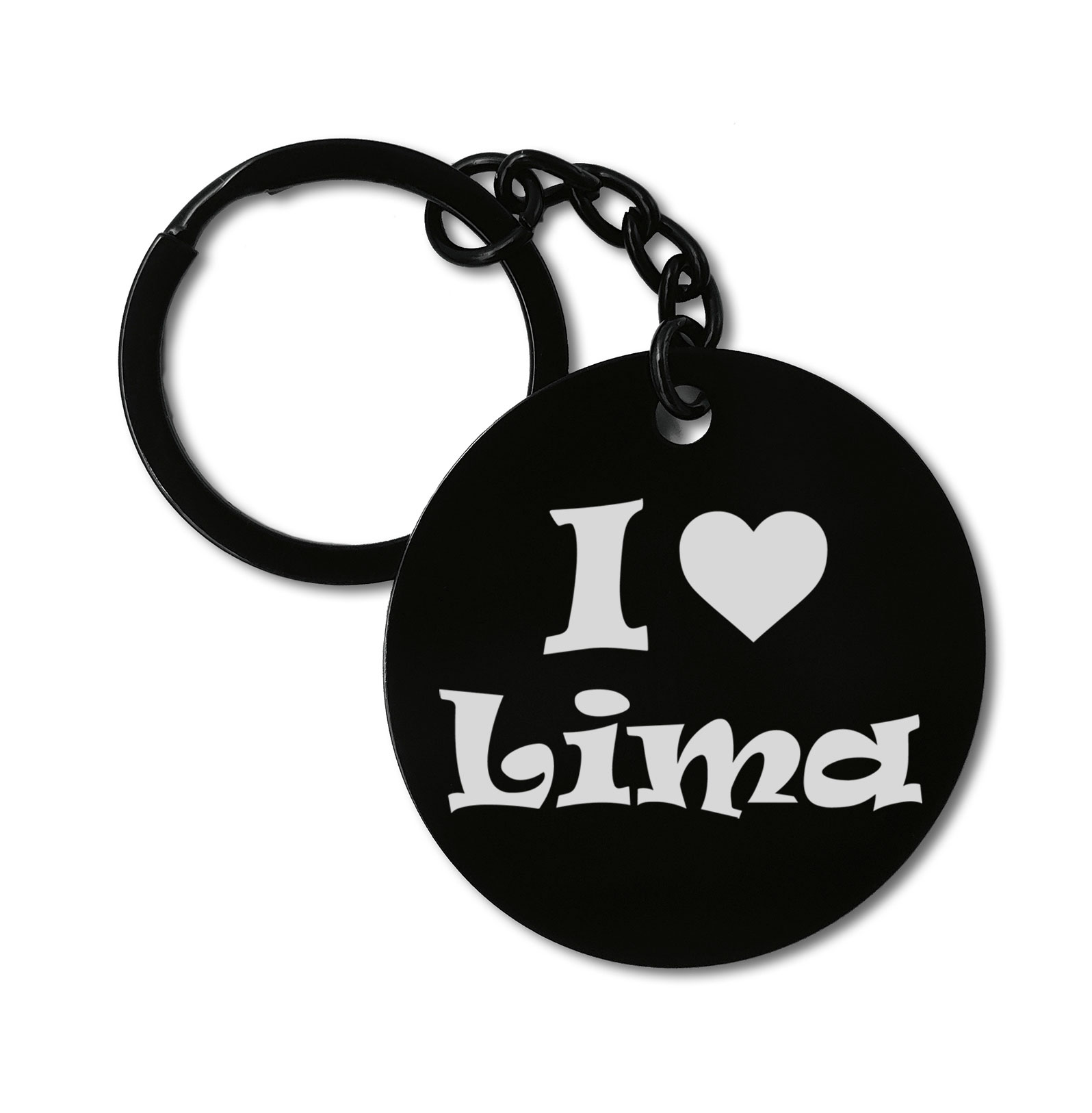 I Love Lima Travel City Peru Graviruotas metalinis pakabukas su pasirenkamu užkabinimu