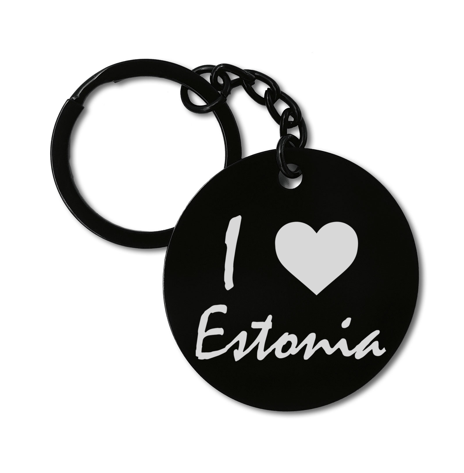 I Love Estonia Travel Baltic Graviruotas metalinis pakabukas su pasirenkamu užkabinimu