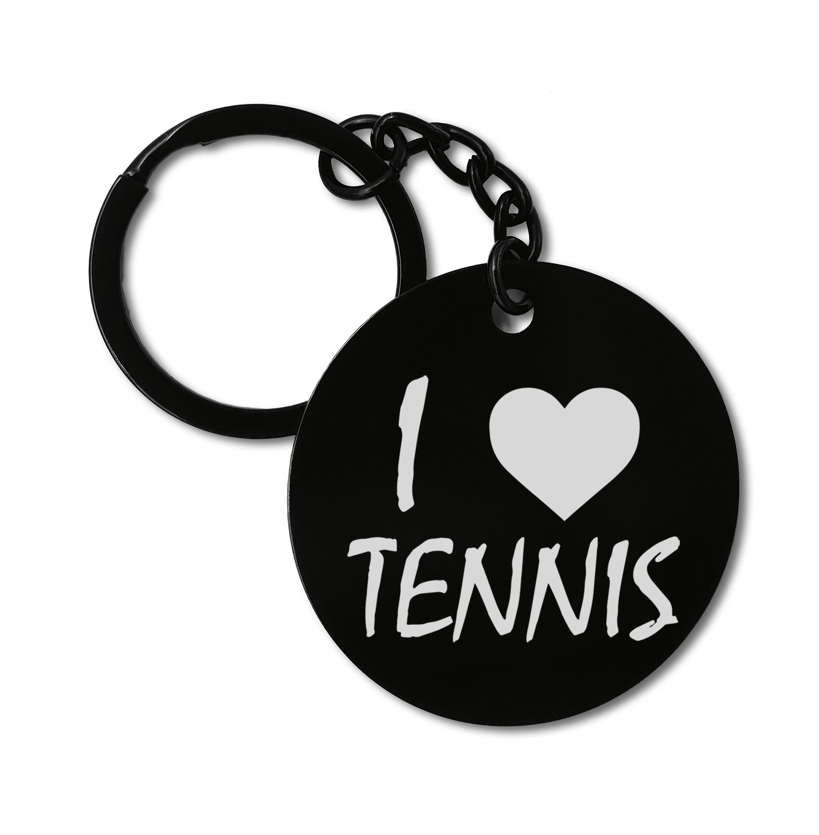 I Love Tennis Sport Graviruotas metalinis pakabukas su pasirenkamu užkabinimu