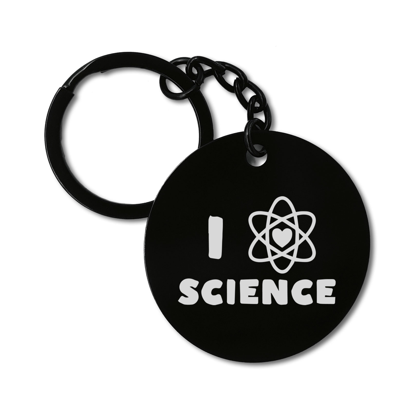 I Love Science Graviruotas metalinis pakabukas su pasirenkamu užkabinimu