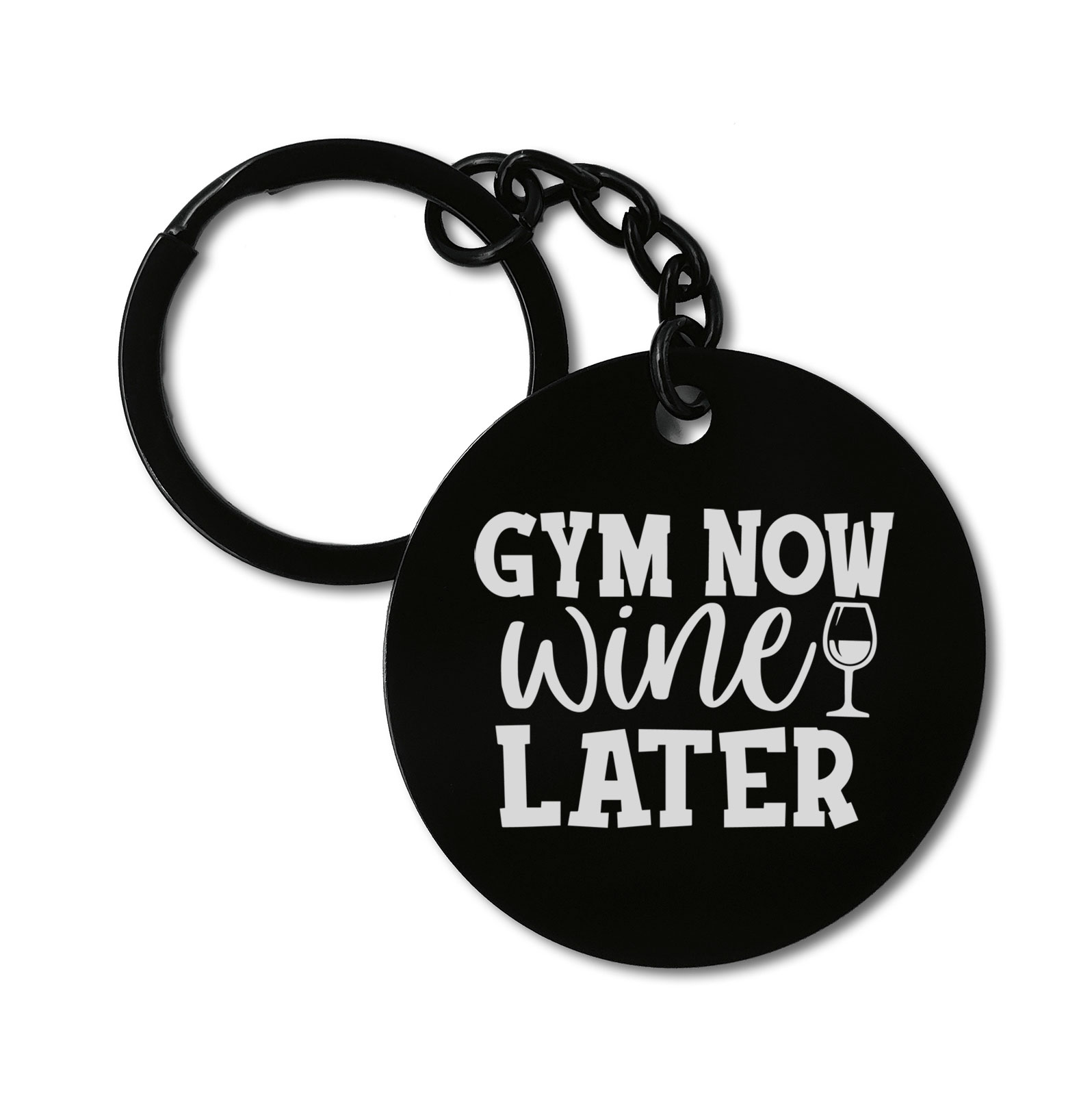 Gym Now Wine Later Workout Sport Graviruotas metalinis pakabukas su pasirenkamu užkabinimu