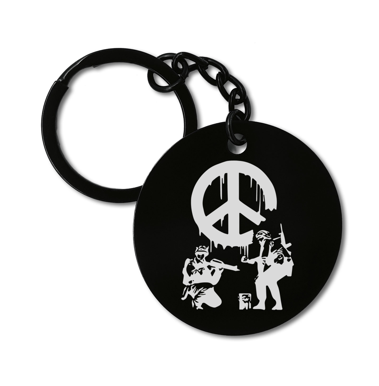 Banksy Peace Soldiers Street Art Street Art Graffiti Graviruotas metalinis pakabukas su pasirenkamu užkabinimu