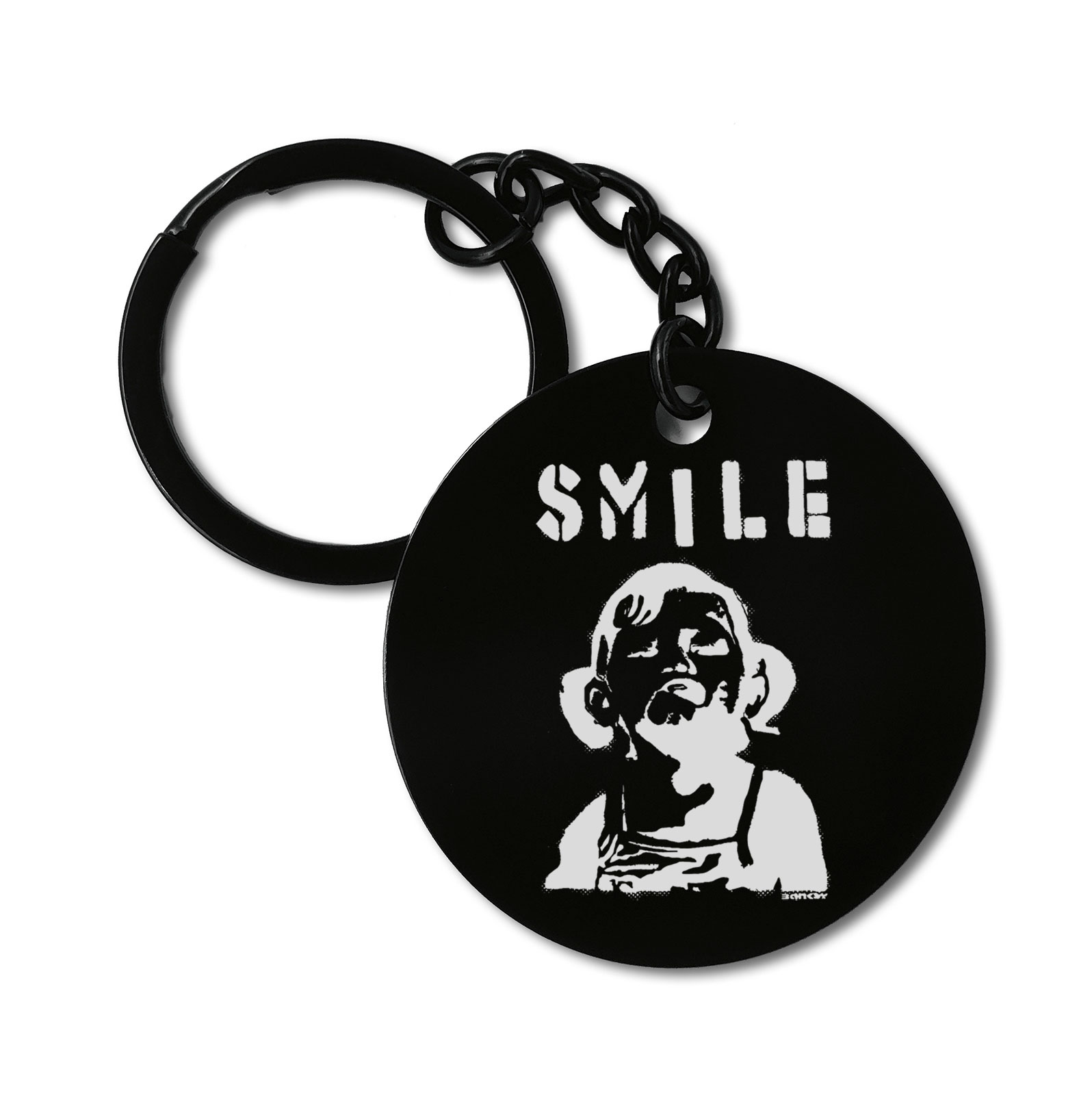 Banksy Graffiti Quote SMILE With Girl Not Smiling ART Graviruotas metalinis pakabukas su pasirenkamu užkabinimu