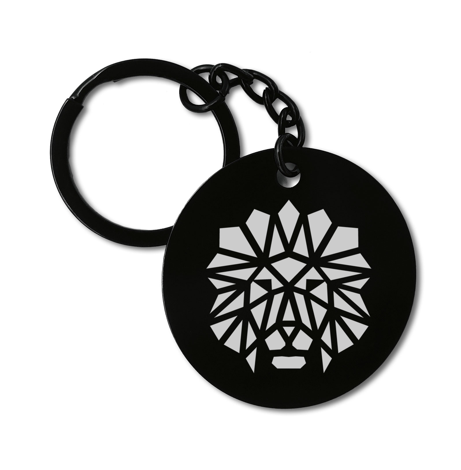 Lion Geometric Spirit Animal Graviruotas metalinis pakabukas su pasirenkamu užkabinimu