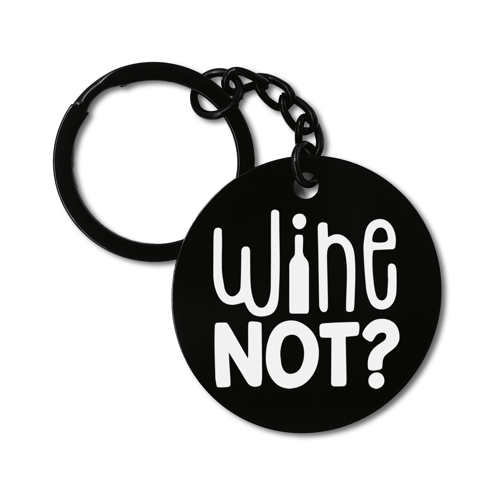 Wine Not Funny Drinking Motto Graviruotas metalinis pakabukas su pasirenkamu užkabinimu