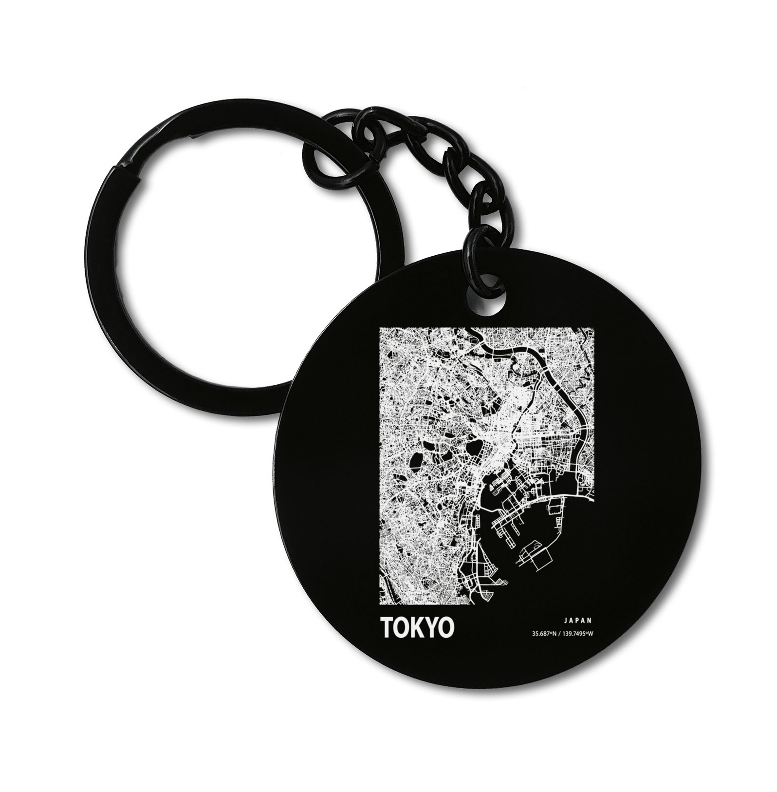 Tokyo Japan Blueprint City Map Graviruotas metalinis pakabukas su pasirenkamu užkabinimu