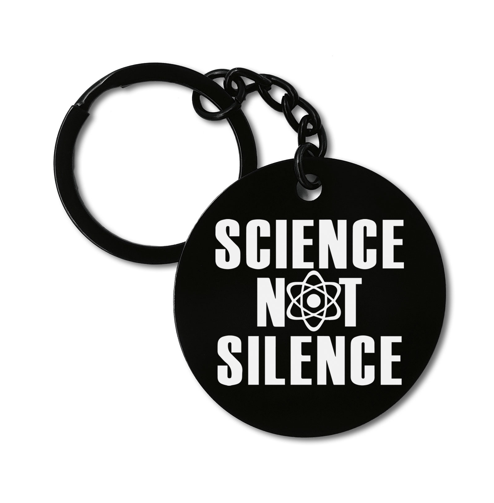 Science Not Silence Funny Graviruotas metalinis pakabukas su pasirenkamu užkabinimu