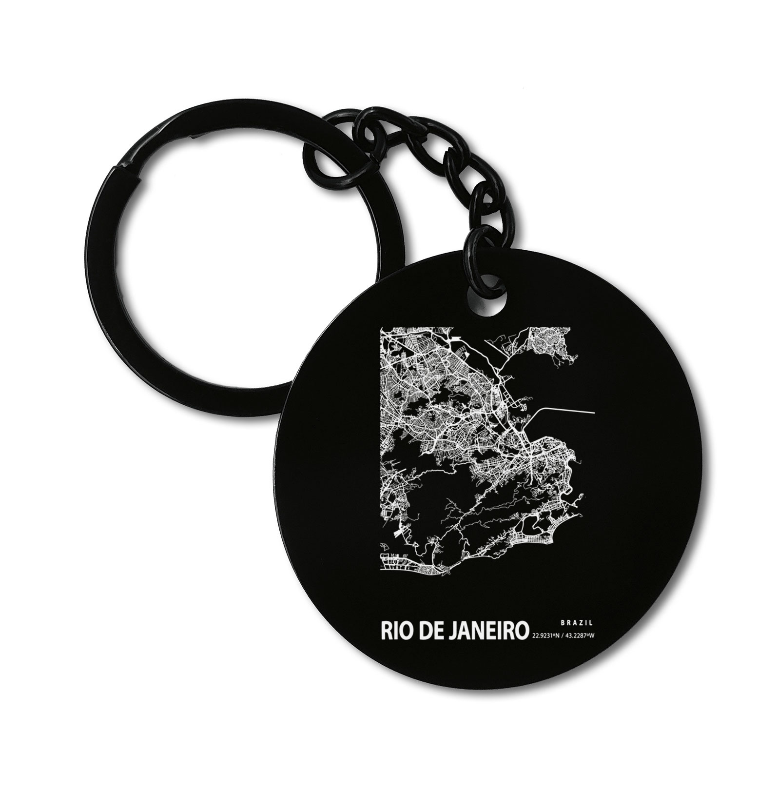 Rio De Janeiro Brazil Blueprint City Map Graviruotas metalinis pakabukas su pasirenkamu užkabinimu