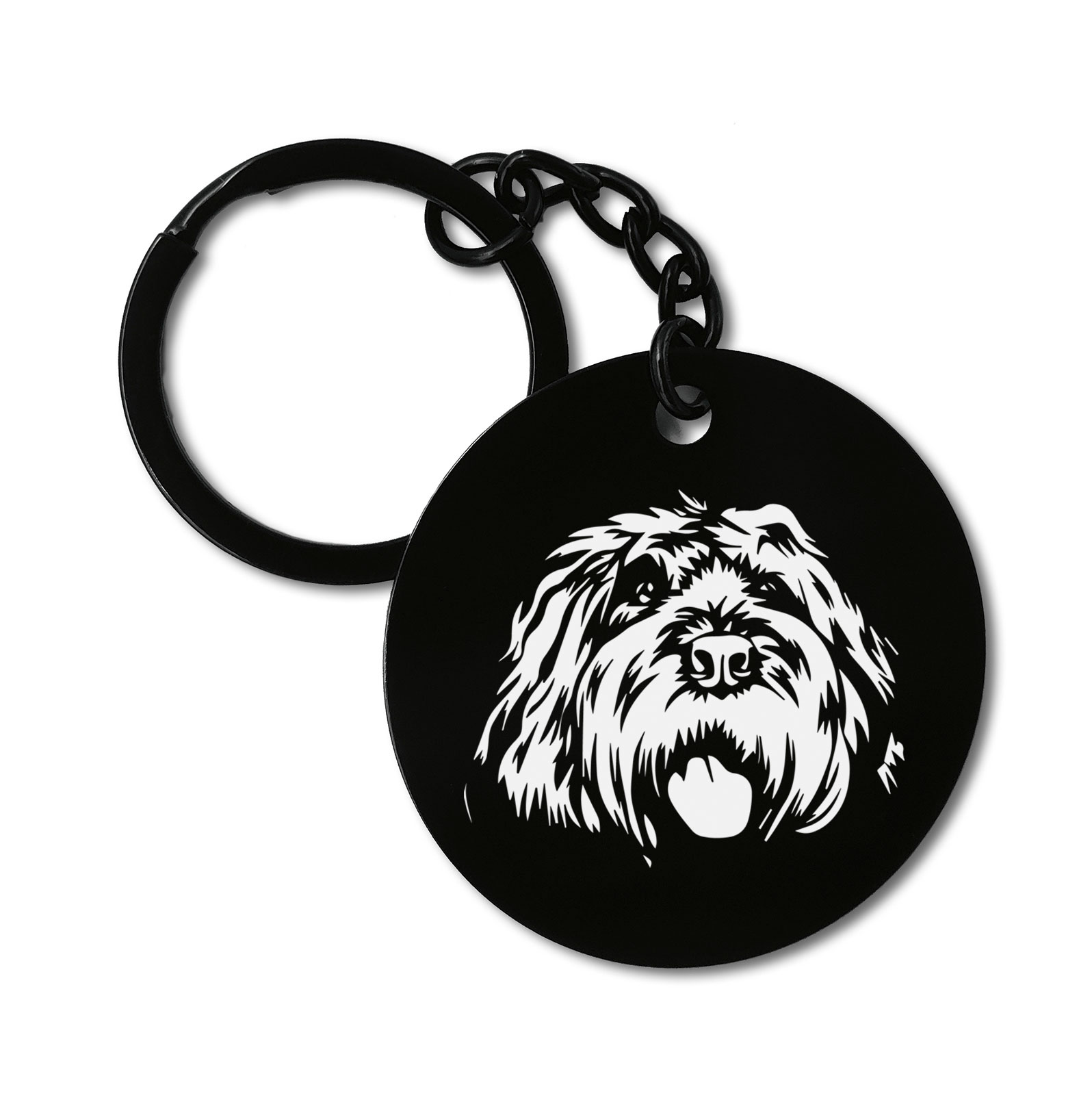 Polish Lowland Sheepdog Dog Breed Graviruotas metalinis pakabukas su pasirenkamu užkabinimu