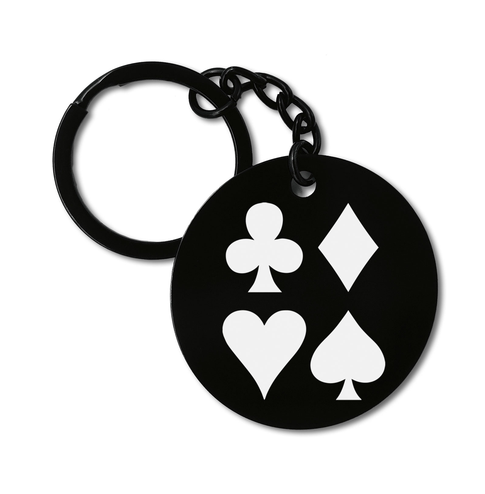 Poker Cards Symbols Graviruotas metalinis pakabukas su pasirenkamu užkabinimu