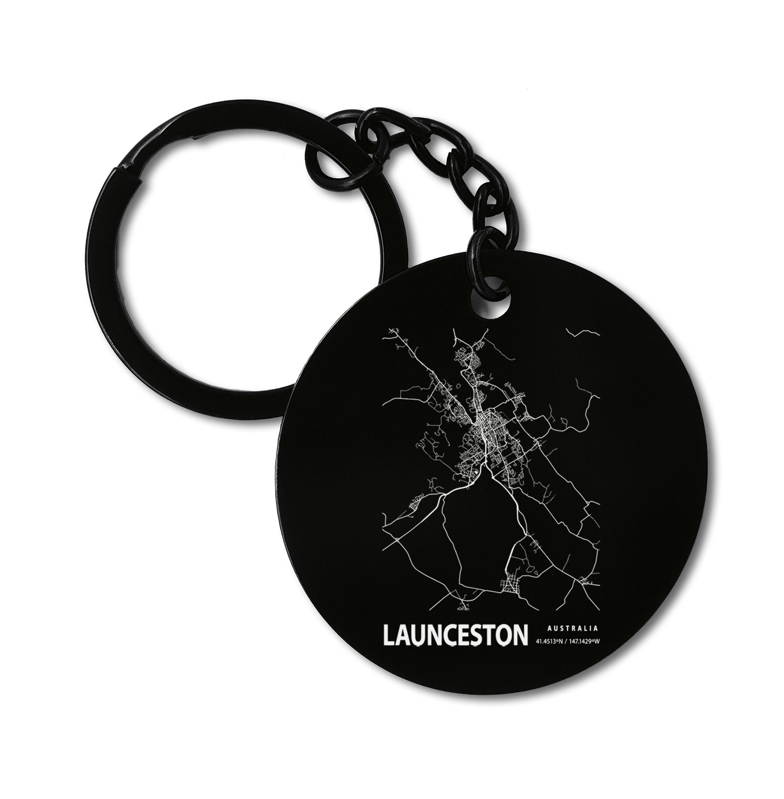 Launceston Australia Blueprint City Map Graviruotas metalinis pakabukas su pasirenkamu užkabinimu