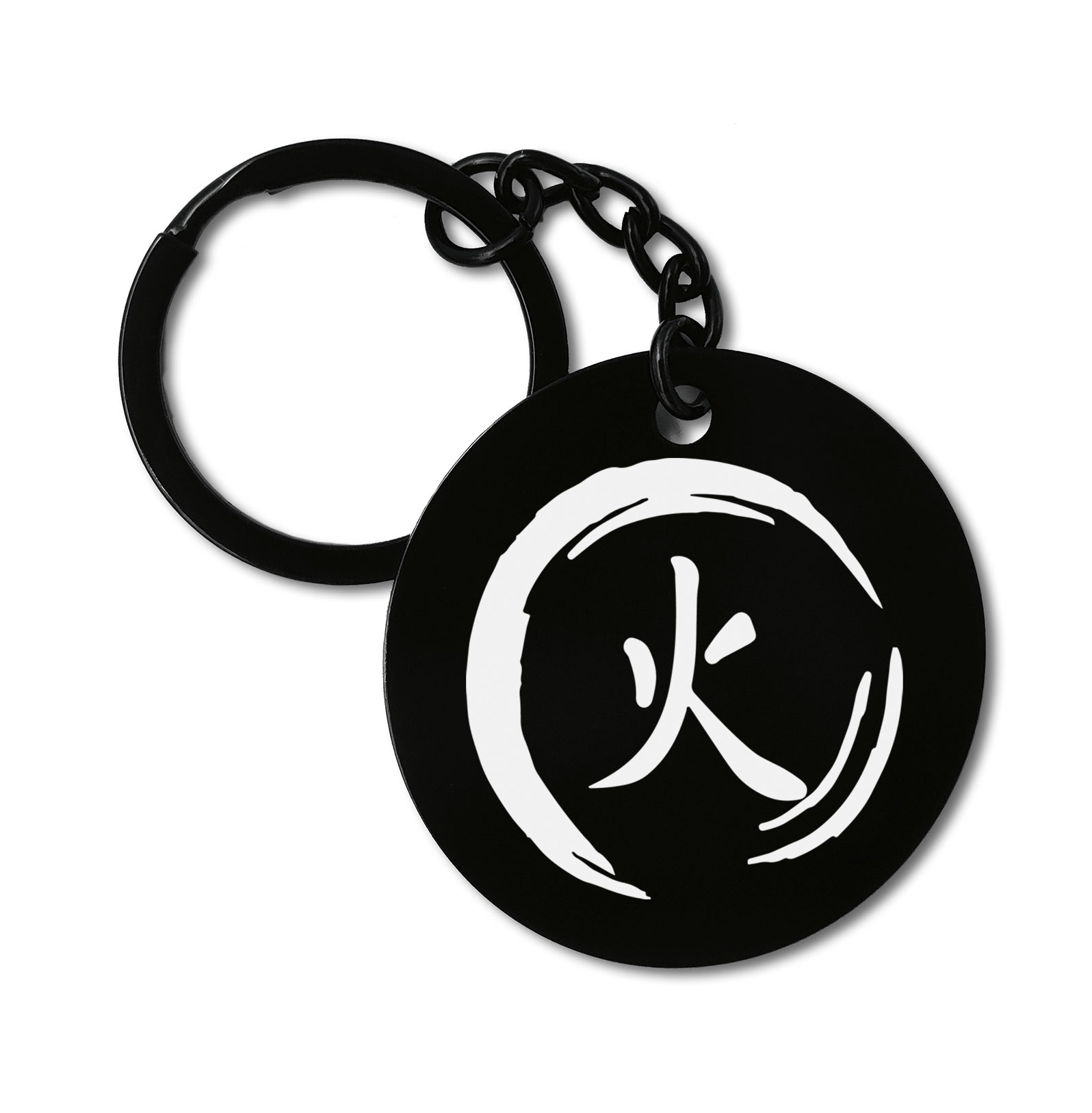 Japanese Kanji For Fire Sun Japan Graviruotas metalinis pakabukas su pasirenkamu užkabinimu