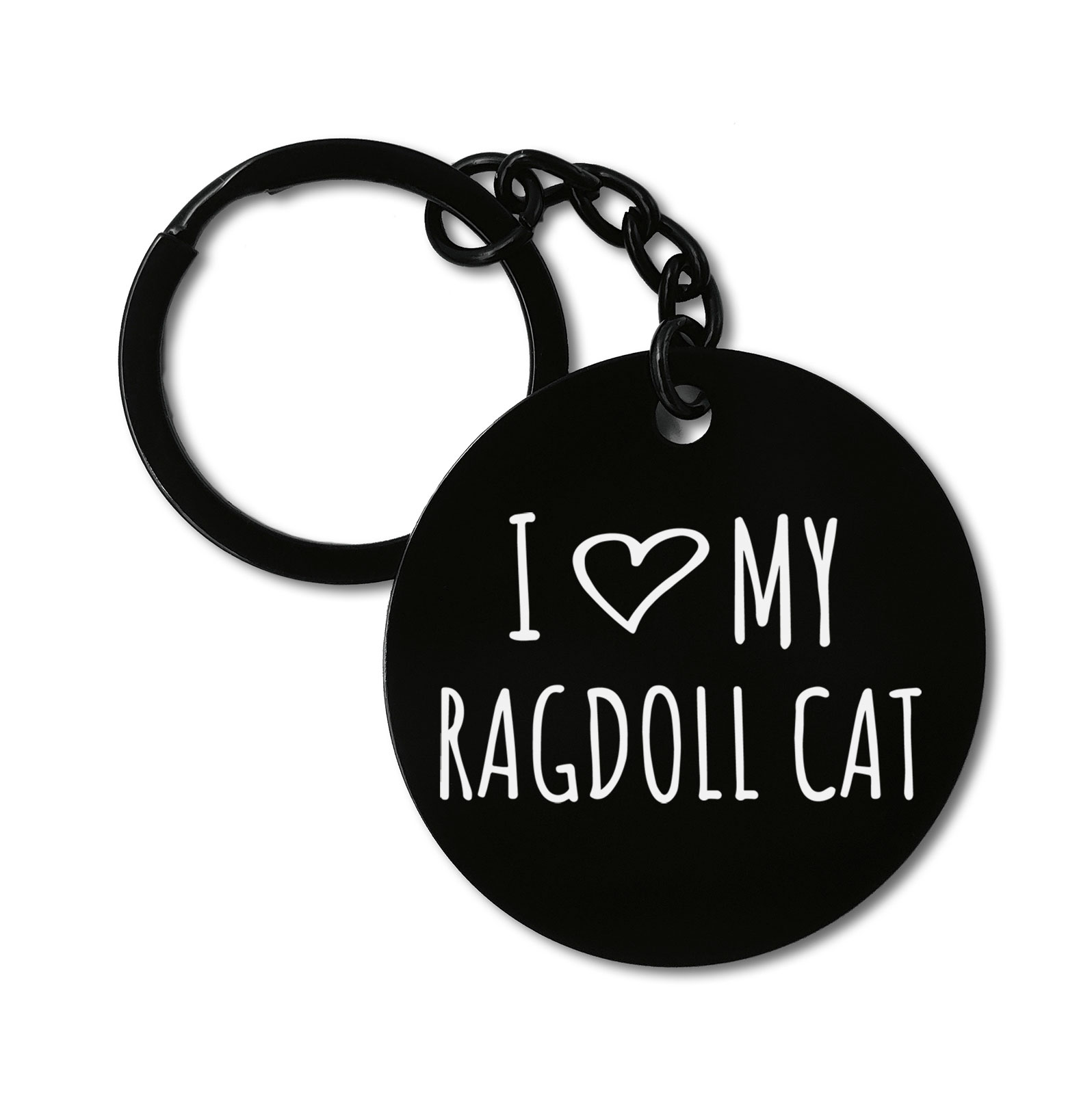 I Love My Ragdoll Cat Graviruotas metalinis pakabukas su pasirenkamu užkabinimu