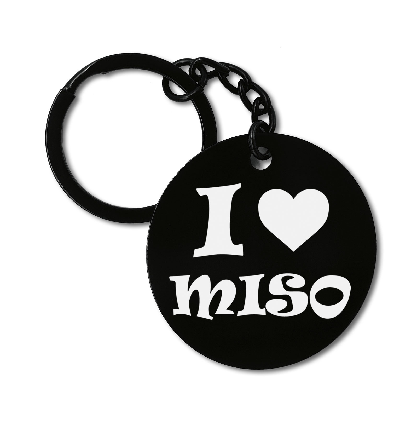 I Love Miso Japanese Food Graviruotas metalinis pakabukas su pasirenkamu užkabinimu