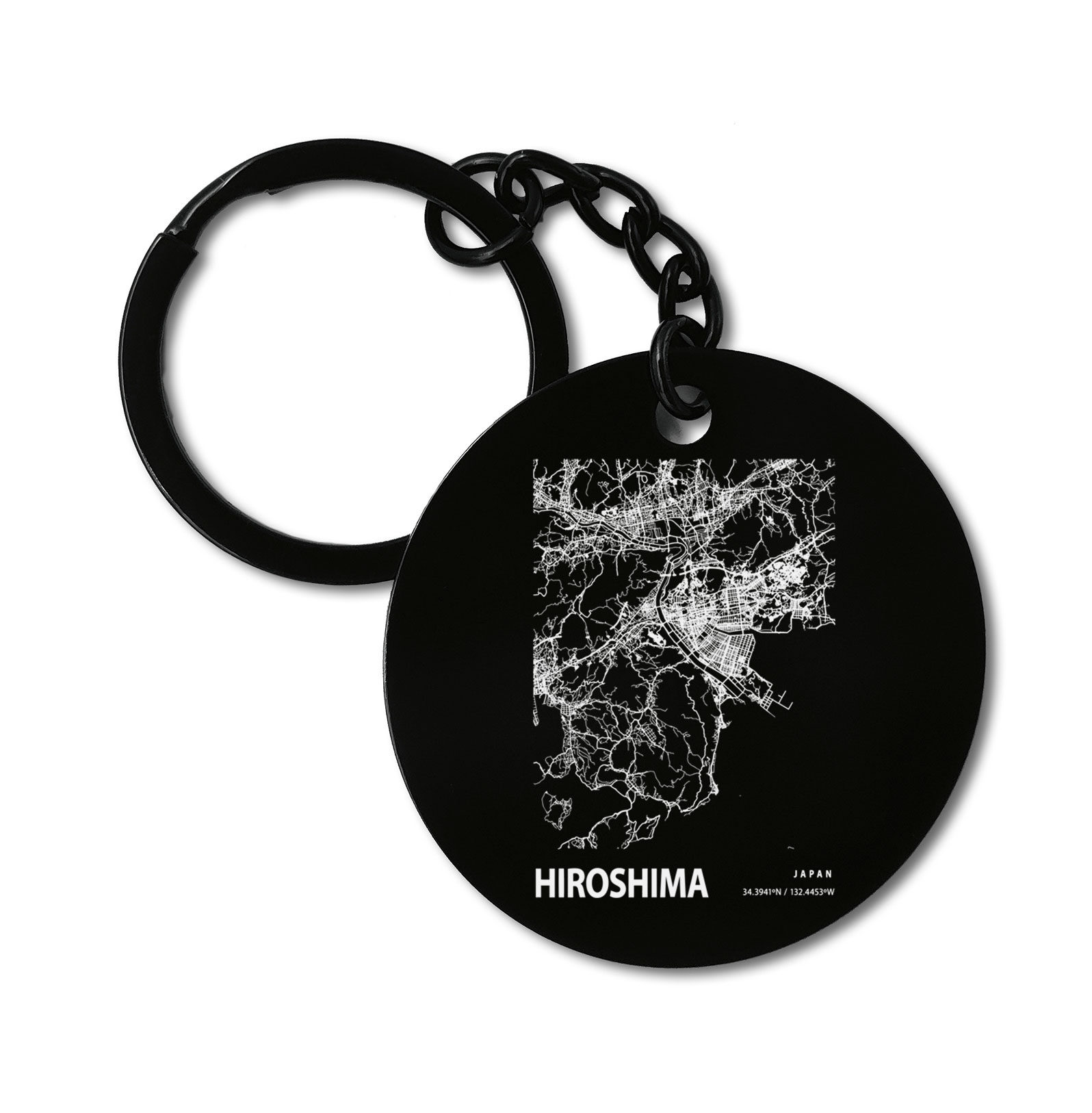 Hiroshima Japan Blueprint City Map Graviruotas metalinis pakabukas su pasirenkamu užkabinimu