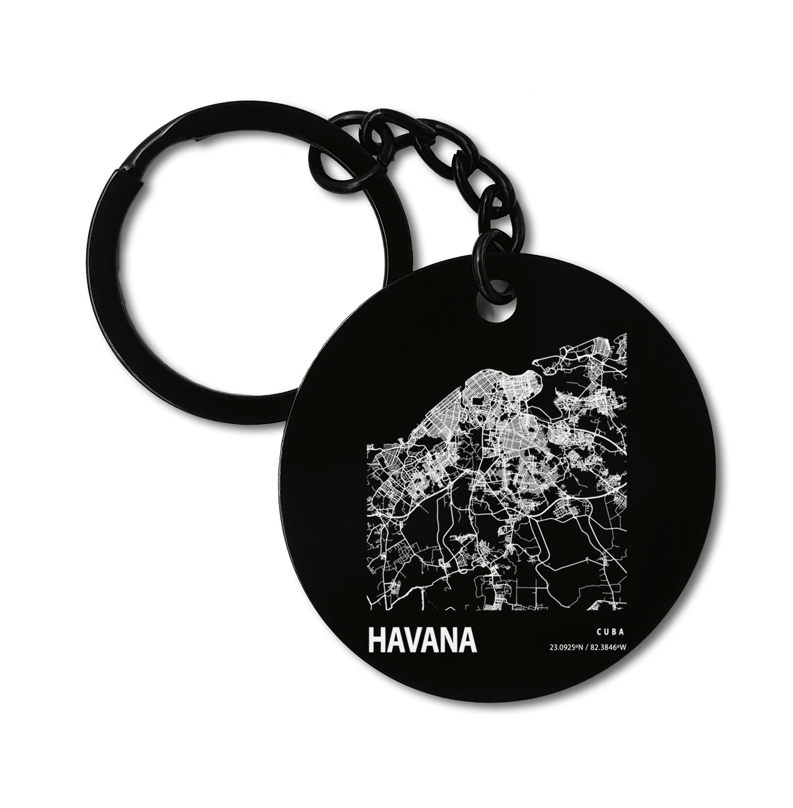 Havana Cuba Blueprint City Map Graviruotas metalinis pakabukas su pasirenkamu užkabinimu