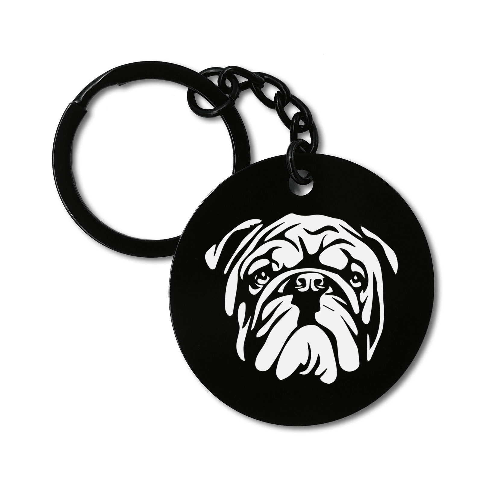 English Bulldog Dog Breed Graviruotas metalinis pakabukas su pasirenkamu užkabinimu