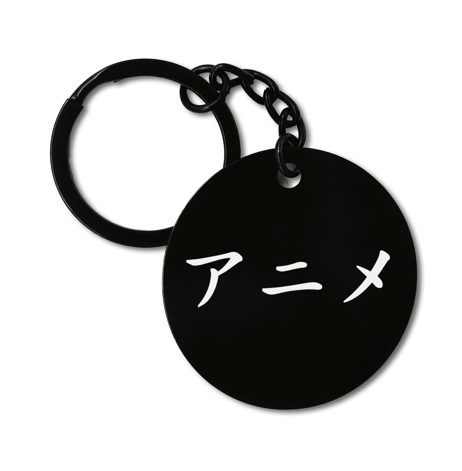 Anime In Japanese Katakana Graviruotas metalinis pakabukas su pasirenkamu užkabinimu