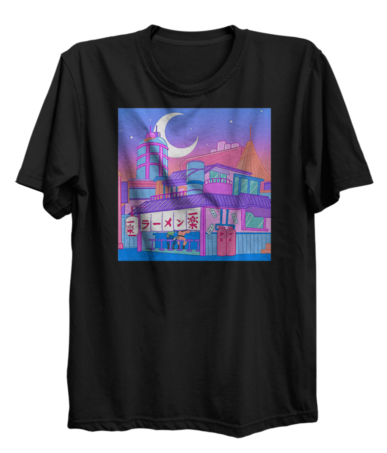 Pastel Village Vaporwave Japanese Art