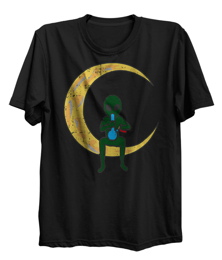 Alien On The Moon Weed Funny Cute