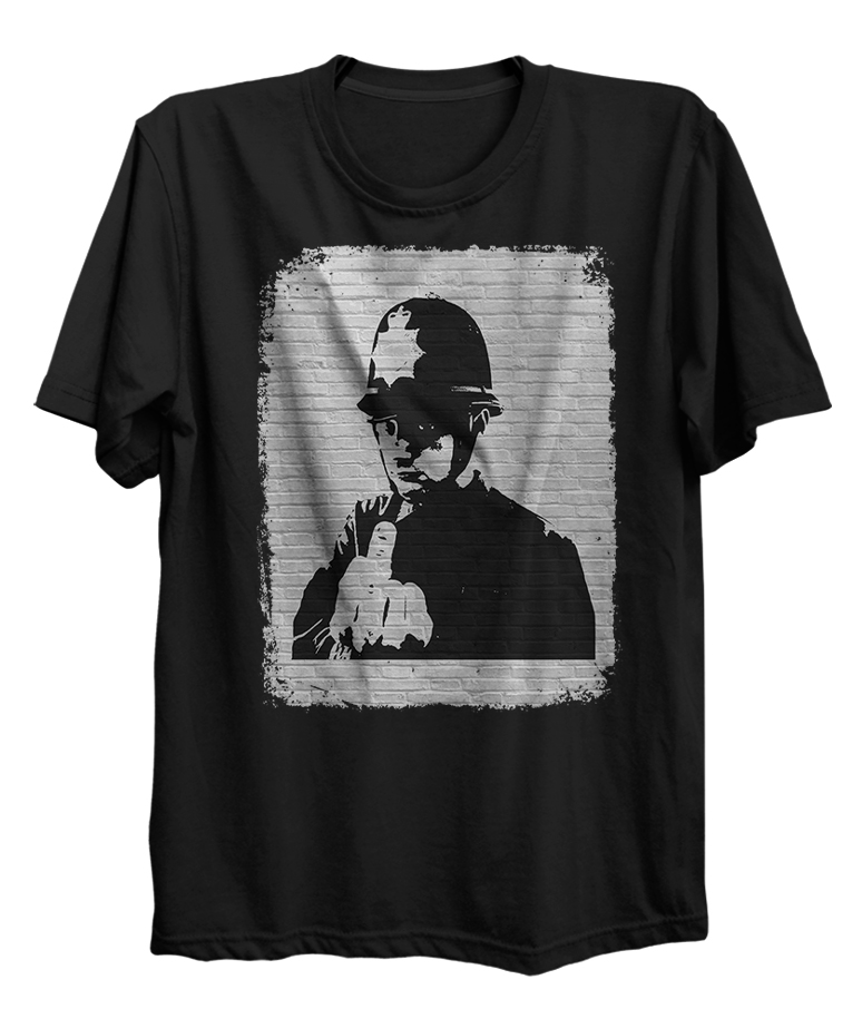 Banksy Policeman Middle Finger Graffiti Street Art