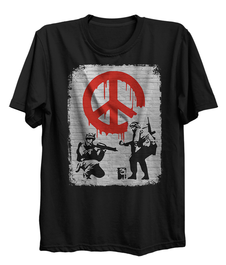 Banksy Soldiers Painting Peace Sign Street Art