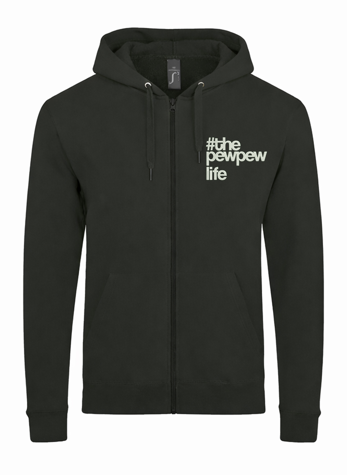 The Pew Pew Life Unisex džemperis su užtrauktuku ir gobtuvu