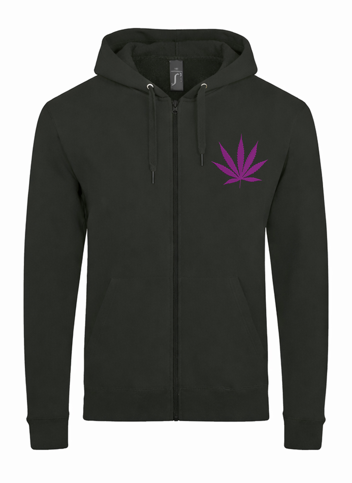 Purple Pot Leaf Weed Cannabis Unisex džemperis su užtrauktuku ir gobtuvu
