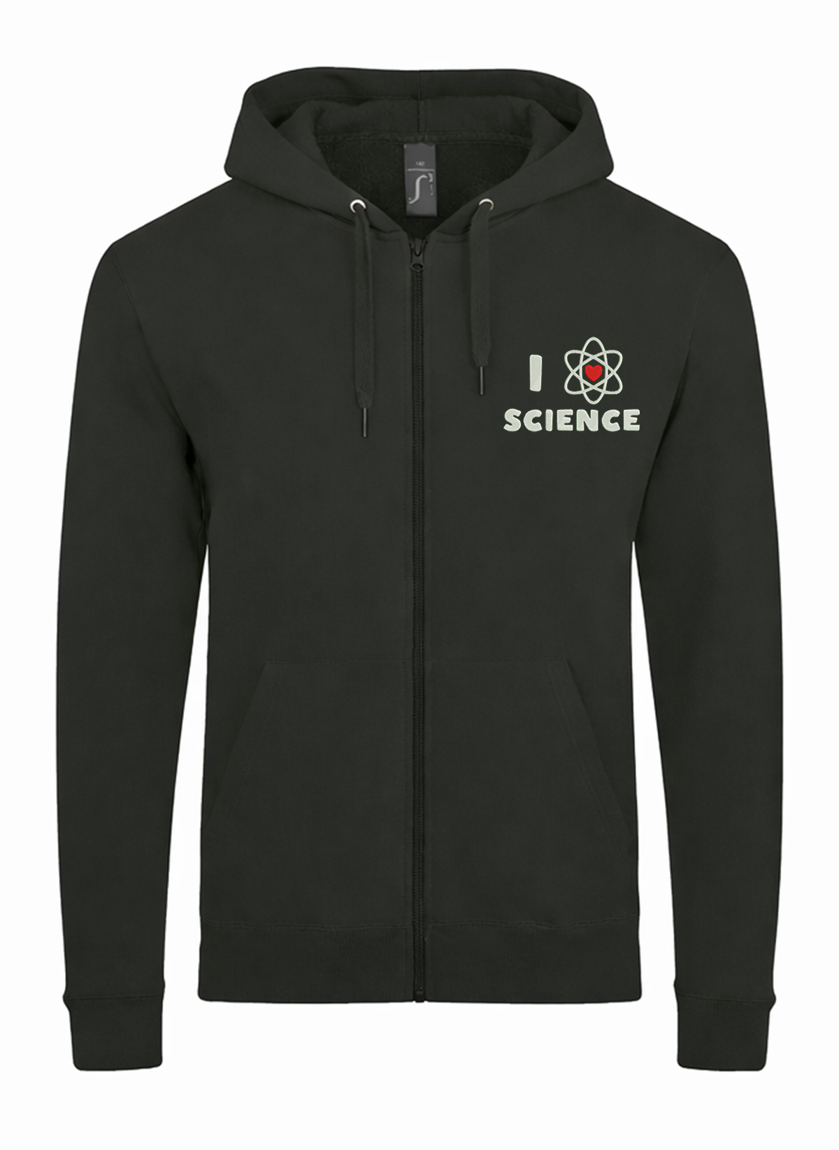 I Love Science Unisex džemperis su užtrauktuku ir gobtuvu