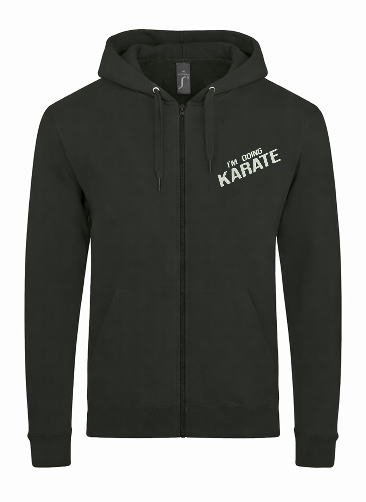 I am Doing Karate Unisex džemperis su užtrauktuku ir gobtuvu