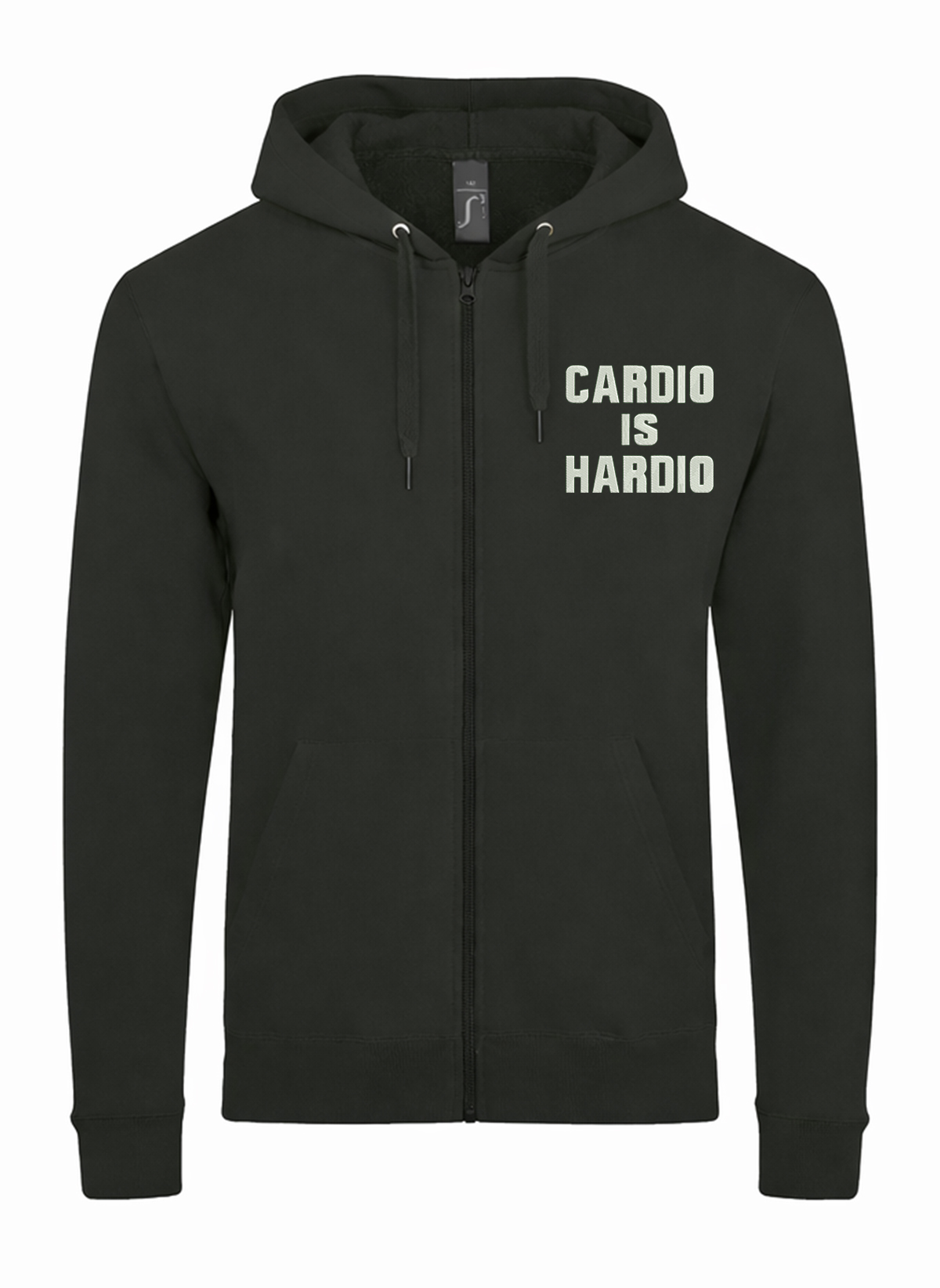 Cardio Is Hardio Funny Quote Unisex džemperis su užtrauktuku ir gobtuvu